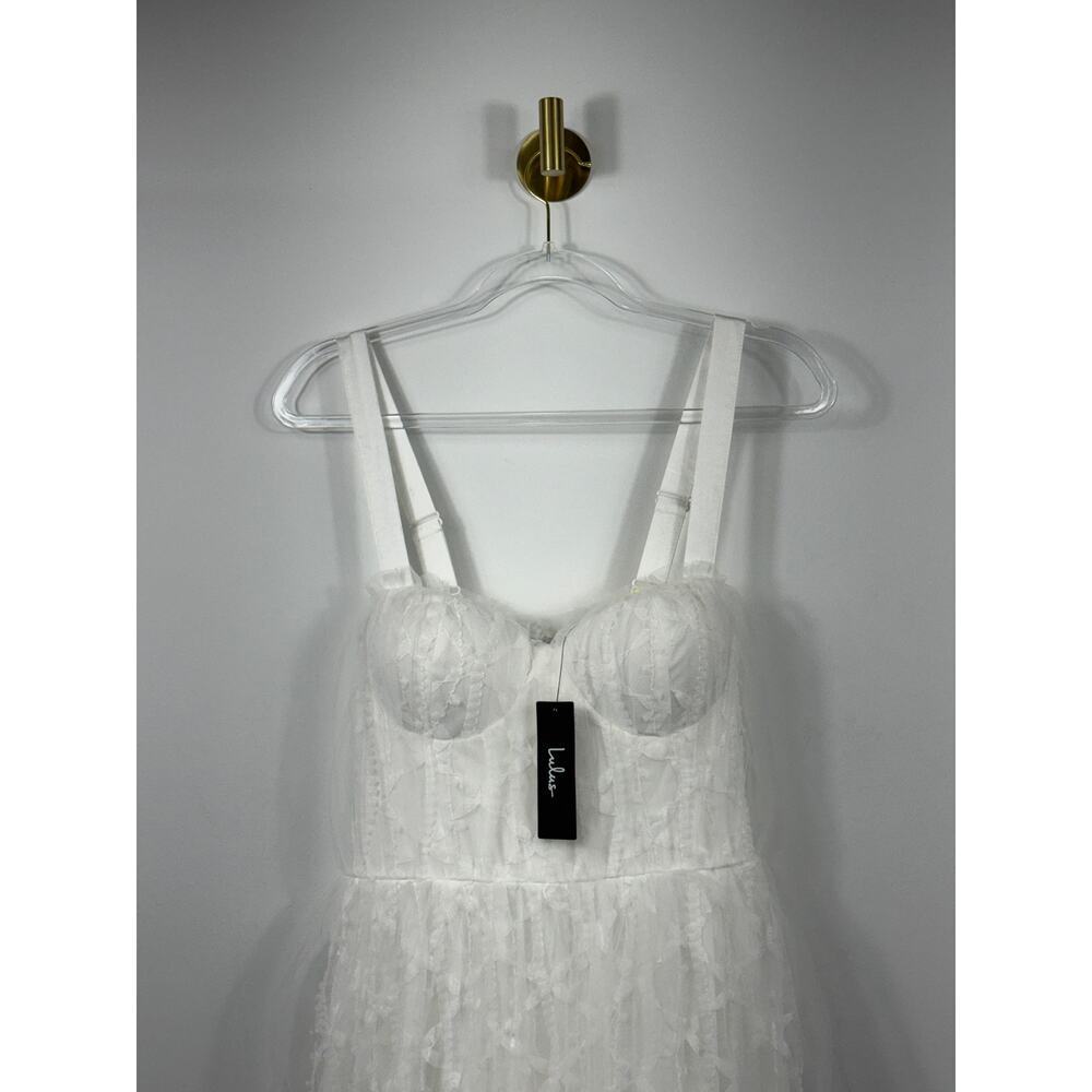 NWT Lulus Ethereal Impression White Coquette ruffled midi wedding dress Sz M - Picture 5 of 15